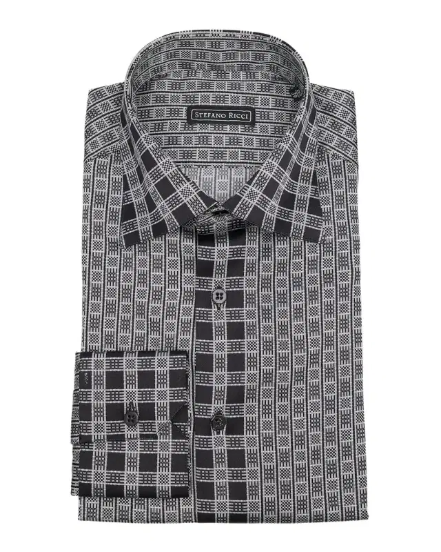 Men 's Patterned Silk Dress Shirt