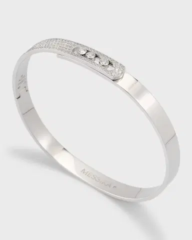 Messika MOVE PAVE 18K WHITE GOLD & 3-DIAMOND BANGLE | Thumbnail 2