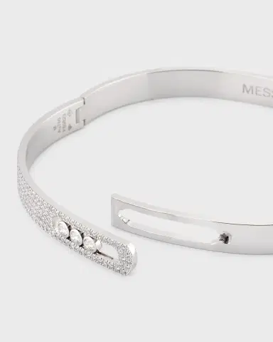 Messika MOVE PAVE 18K WHITE GOLD & 3-DIAMOND BANGLE | Thumbnail 3
