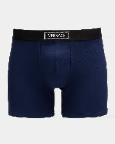 Versace Men 's Ribbed Cotton Logo Boxer Briefs | Thumbnail 2
