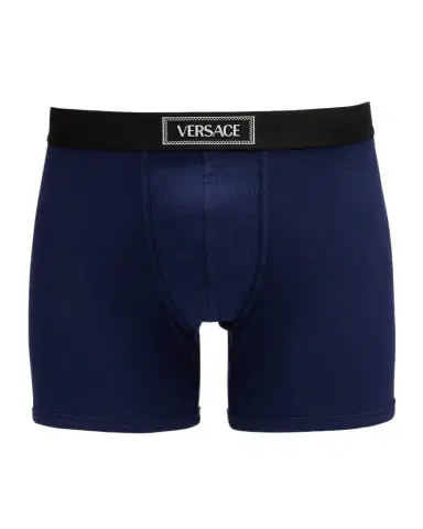 Versace Men 's Ribbed Cotton Logo Boxer Briefs | Thumbnail 1