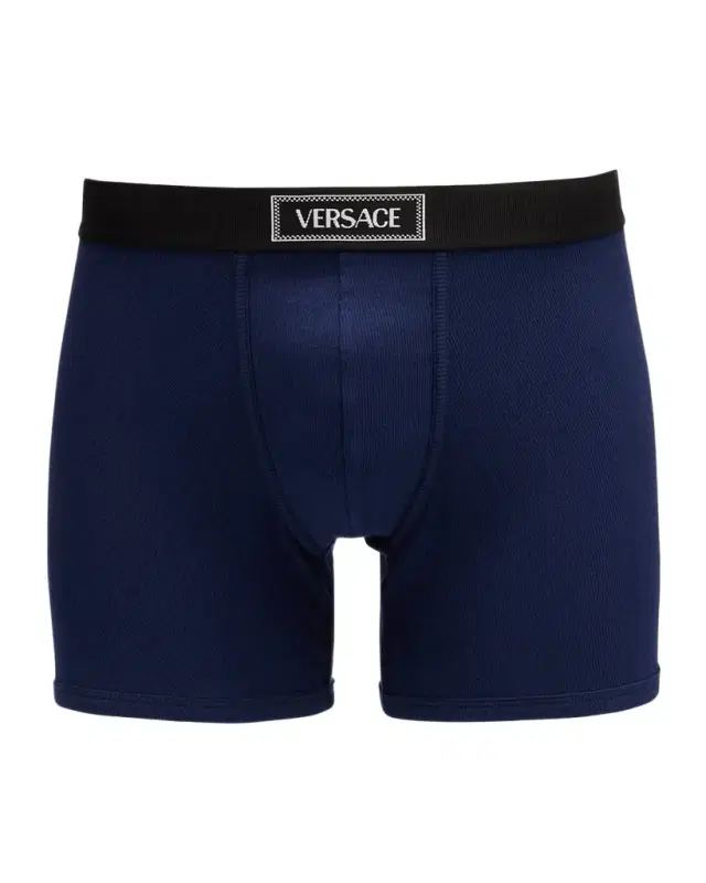 Men 's Ribbed Cotton Logo Boxer Briefs