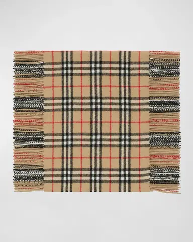 Burberry Vintage Check Fringe Cashmere Scarf | Thumbnail 4