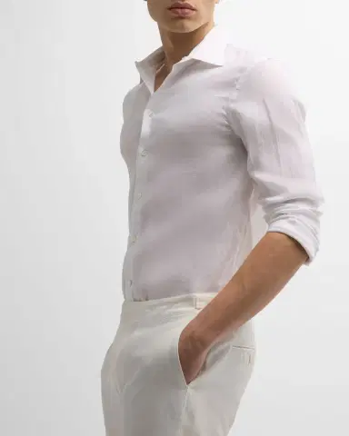 Emporio Armani Men's Linen Sport Shirt | Thumbnail 6 Emporio Armani Men's Linen Sport Shirt | Thumbnail 6