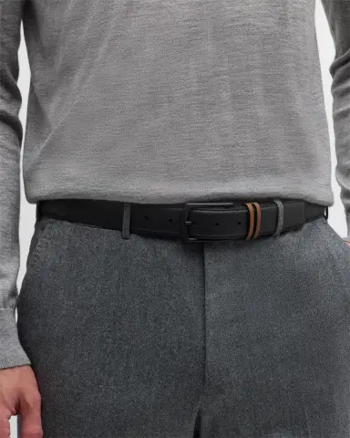 Zegna Men's Grained Calfskin Belt | Thumbnail 2