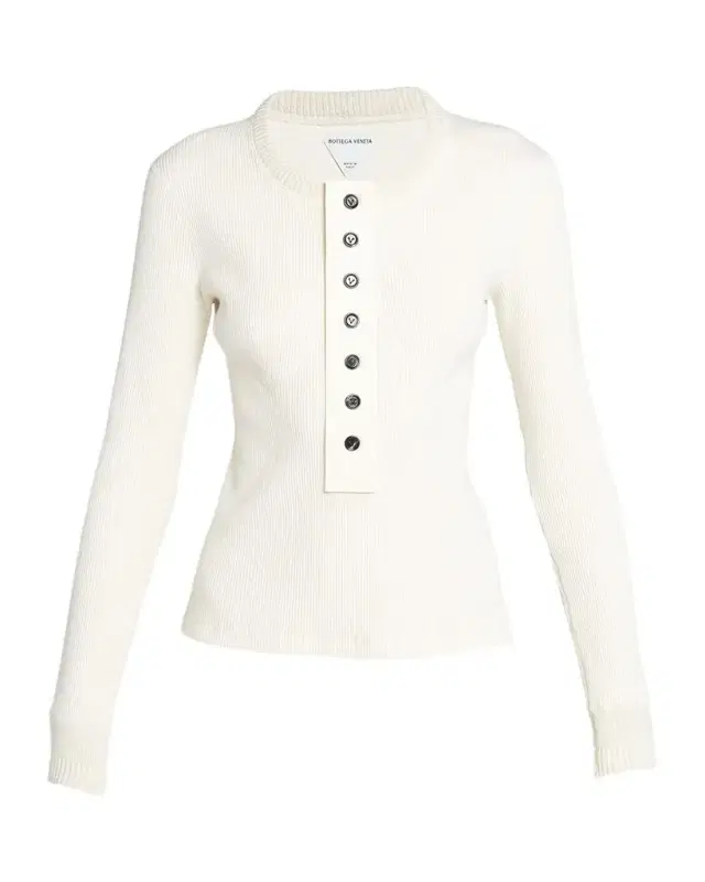 Long-Sleeve Compact Cotton Rib Jersey Henley T-Shirt