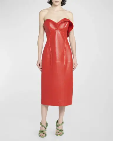 Bottega Veneta Thick Glossy Leather Bustier Dress | Thumbnail 2
