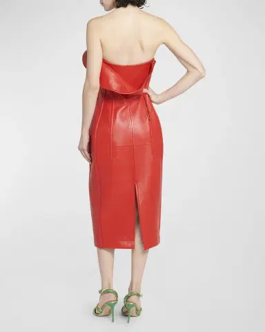 Bottega Veneta Thick Glossy Leather Bustier Dress | Thumbnail 4