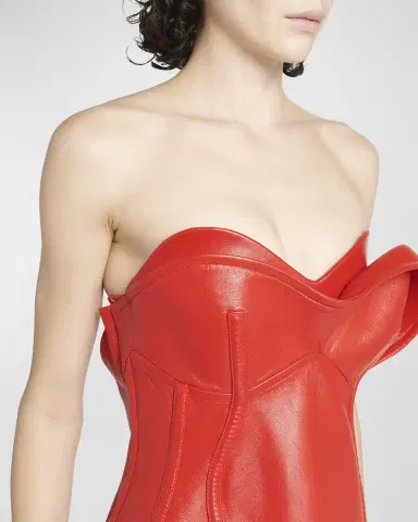 Bottega Veneta Thick Glossy Leather Bustier Dress | Thumbnail 5