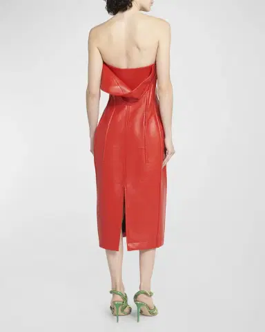 Bottega Veneta Thick Glossy Leather Bustier Dress | Thumbnail 6