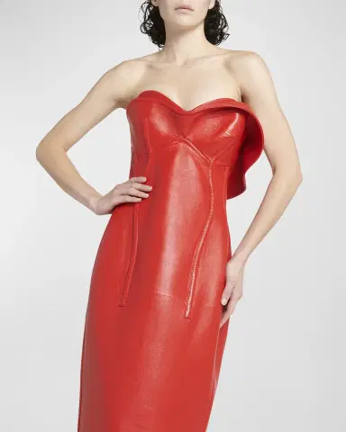 Bottega Veneta Thick Glossy Leather Bustier Dress | Thumbnail 7