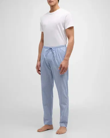 Zimmerli Men's Long Geo-Print Cotton Pants | Thumbnail 2