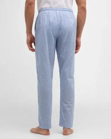 Zimmerli Men's Long Geo-Print Cotton Pants | Thumbnail 3