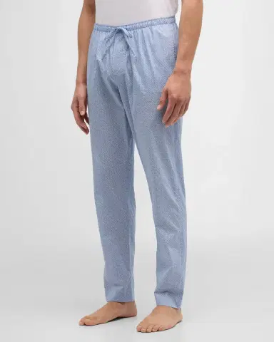 Zimmerli Men's Long Geo-Print Cotton Pants | Thumbnail 4