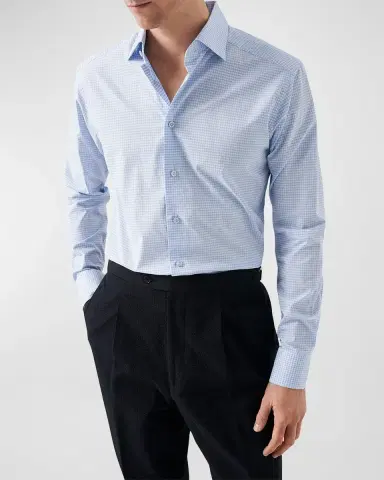 Eton Men's Contemporary Check Elevated Poplin Shirt | Thumbnail 3 Eton Men's Contemporary Check Elevated Poplin Shirt | Thumbnail 3