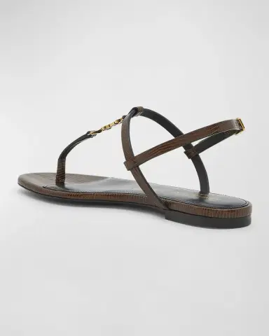 Saint Laurent Cassandra Embossed YSL T-Strap Sandals | Thumbnail 2 Saint Laurent Cassandra Embossed YSL T-Strap Sandals | Thumbnail 2