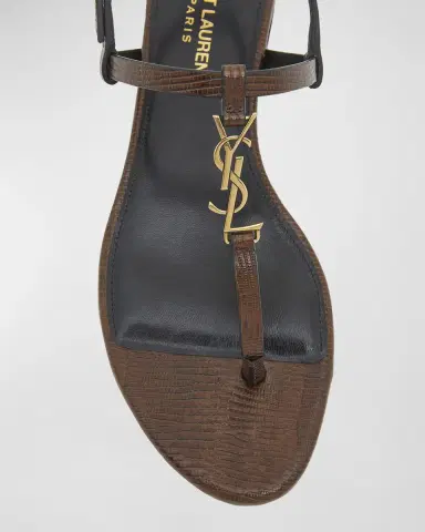 Saint Laurent Cassandra Embossed YSL T-Strap Sandals | Thumbnail 4 Saint Laurent Cassandra Embossed YSL T-Strap Sandals | Thumbnail 4