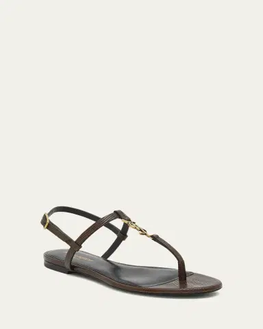 Saint Laurent Cassandra Embossed YSL T-Strap Sandals | Thumbnail 6 Saint Laurent Cassandra Embossed YSL T-Strap Sandals | Thumbnail 6