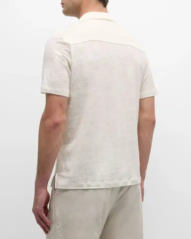 Onia Men's Shaun Linen Johnny Collar Polo Shirt | Thumbnail 3