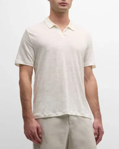 Onia Men's Shaun Linen Johnny Collar Polo Shirt | Thumbnail 4