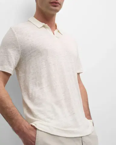 Onia Men's Shaun Linen Johnny Collar Polo Shirt | Thumbnail 6