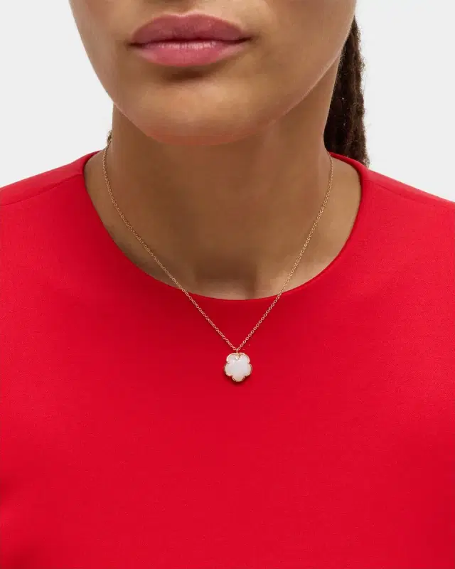 Petit Joli 18K Rose Gold Pendant Necklace with Mother-of-Pearl and Diamonds