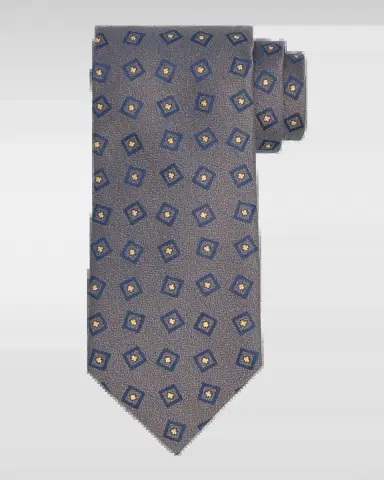 Charvet Men's Square-Print Silk Tie | Thumbnail 2