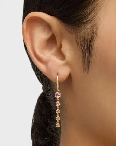 Jennifer Meyer Graduated Illusion-Set 5 Pink Sapphire Drop Earrings | Thumbnail 2 Jennifer Meyer Graduated Illusion-Set 5 Pink Sapphire Drop Earrings | Thumbnail 2