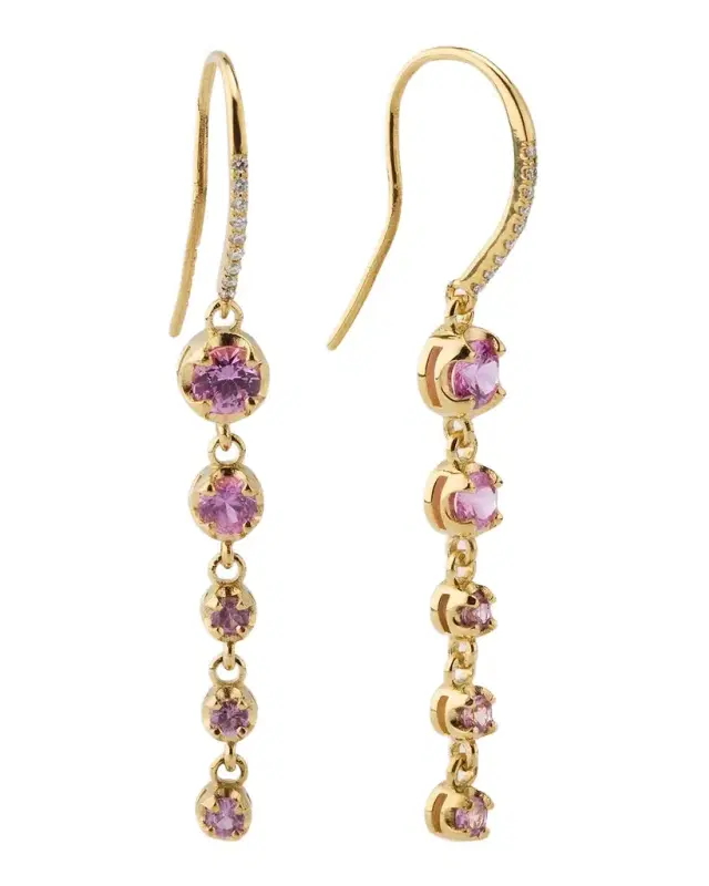 Graduated Illusion-Set 5 Pink Sapphire Drop Earrings