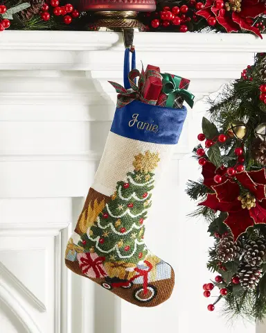 Bauble Stockings x Sainty Nelsen "Home For The Holidays" Christmas Stocking, Personalized | Thumbnail 1