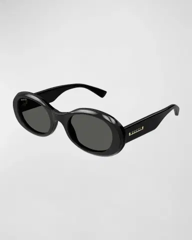 Gucci Logo Acetate Oval Sunglasses | Thumbnail 2