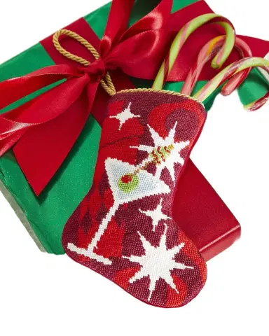 Bauble Stockings x Sainty Nelsen "Red Holly Jolly Molly Martini" Mini Bauble Stocking | Thumbnail 1