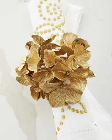 Deborah Rhodes Gold Metallic Hydrangea Napkin Ring | Thumbnail 2
