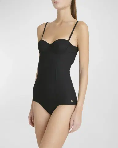 Dolce & Gabbana Solid Balconette One-Piece Swimsuit | Thumbnail 2 Dolce & Gabbana Solid Balconette One-Piece Swimsuit | Thumbnail 2