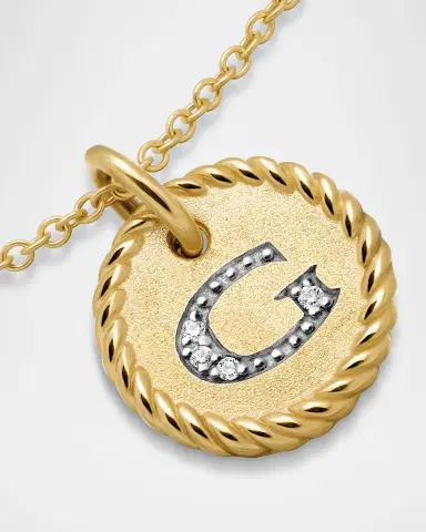 David Yurman Cable Collectibles Initial Pendant Necklace with Diamonds in 18K Gold | Thumbnail 3 David Yurman Cable Collectibles Initial Pendant Necklace with Diamonds in 18K Gold | Thumbnail 3