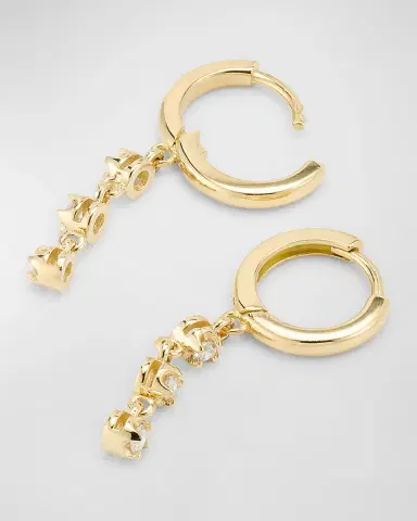 Jennifer Meyer Small Huggie Earrings with 3 Illusion Set Diamond Drops | Thumbnail 4