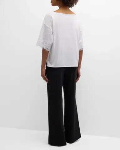 Natori Bliss Harmony Lace-Trim Elbow-Sleeve T-Shirt | Thumbnail 3 Natori Bliss Harmony Lace-Trim Elbow-Sleeve T-Shirt | Thumbnail 3