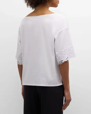 Natori Bliss Harmony Lace-Trim Elbow-Sleeve T-Shirt | Thumbnail 5 Natori Bliss Harmony Lace-Trim Elbow-Sleeve T-Shirt | Thumbnail 5