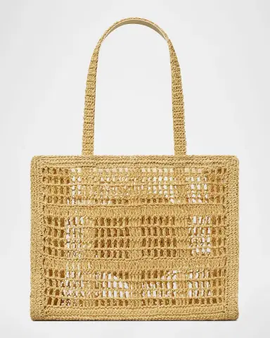 Tory Burch Ella Small Crochet Straw Tote Bag | Thumbnail 4