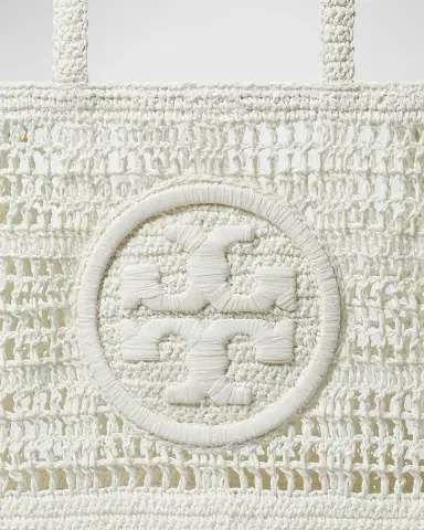 Tory Burch Ella Small Crochet Straw Tote Bag | Thumbnail 7