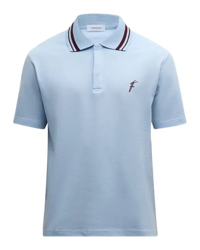 Men 's Polo Shirt with Collar Detailing