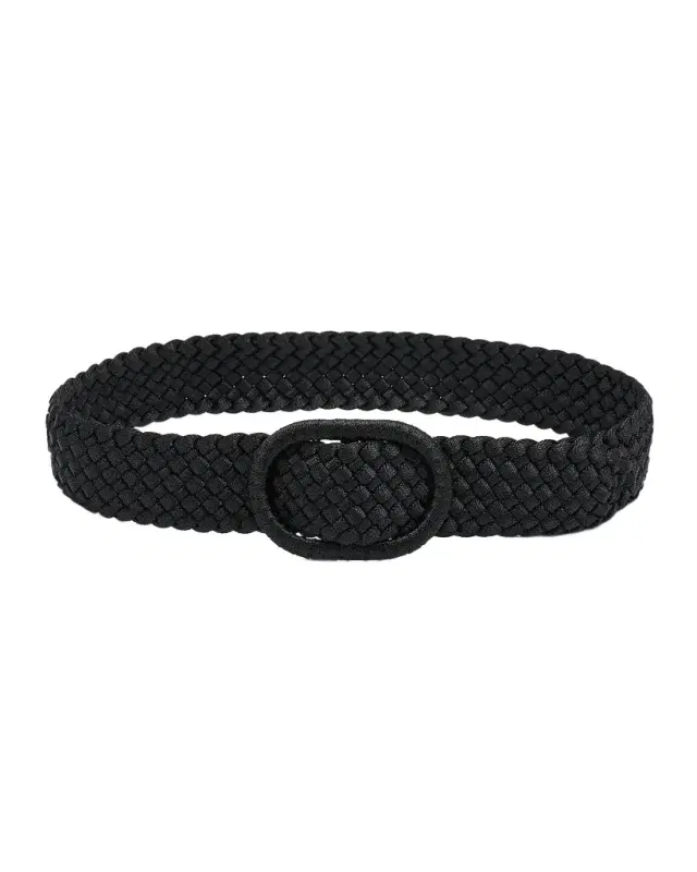 Wide Braided Nylon & Leather Belt