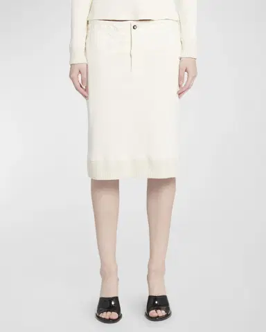 Bottega Veneta Low-Rise Compact Cotton Rib Jersey Straight Skirt | Thumbnail 2 Bottega Veneta Low-Rise Compact Cotton Rib Jersey Straight Skirt | Thumbnail 2