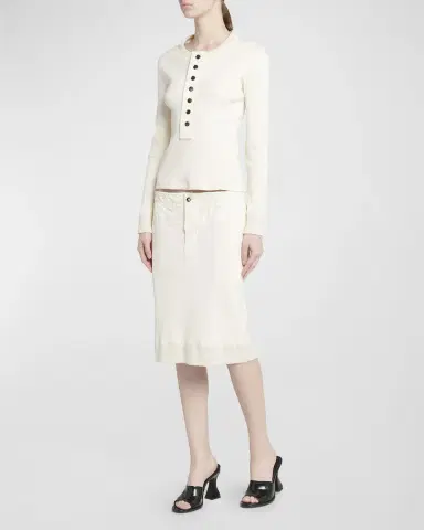 Bottega Veneta Low-Rise Compact Cotton Rib Jersey Straight Skirt | Thumbnail 3 Bottega Veneta Low-Rise Compact Cotton Rib Jersey Straight Skirt | Thumbnail 3