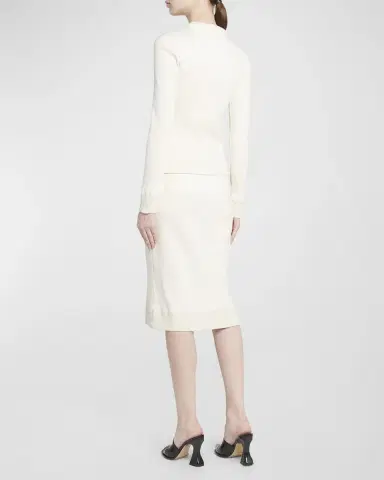 Bottega Veneta Low-Rise Compact Cotton Rib Jersey Straight Skirt | Thumbnail 4 Bottega Veneta Low-Rise Compact Cotton Rib Jersey Straight Skirt | Thumbnail 4