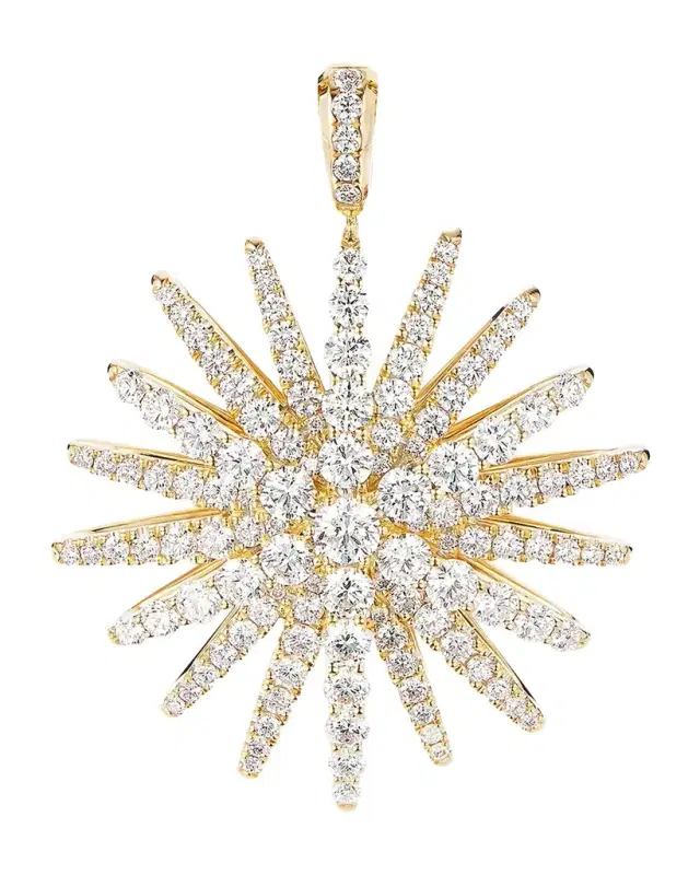 Starburst Pendant in 18k Yellow Gold Diamond Pave