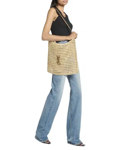 Saint Laurent Oxalis YSL Monogram Shoulder Bag in Raffia with Bronze Hardware | Thumbnail 1 Saint Laurent Oxalis YSL Monogram Shoulder Bag in Raffia with Bronze Hardware | Thumbnail 1