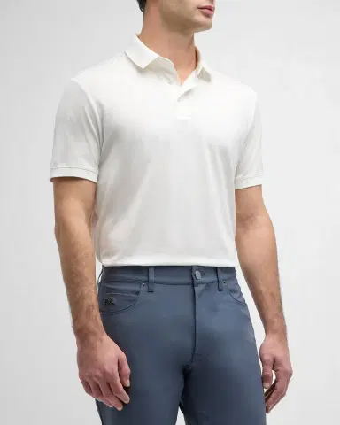 Emporio Armani Men's Solid Jersey-Stretch Polo Shirt | Thumbnail 4 Emporio Armani Men's Solid Jersey-Stretch Polo Shirt | Thumbnail 4