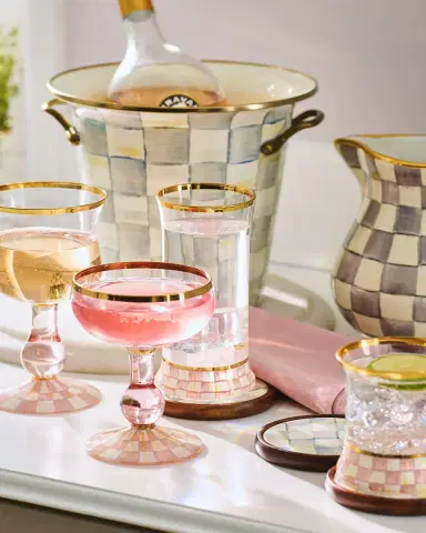 MacKenzie-Childs Rosy Check Wine Glass | Thumbnail 4 MacKenzie-Childs Rosy Check Wine Glass | Thumbnail 4