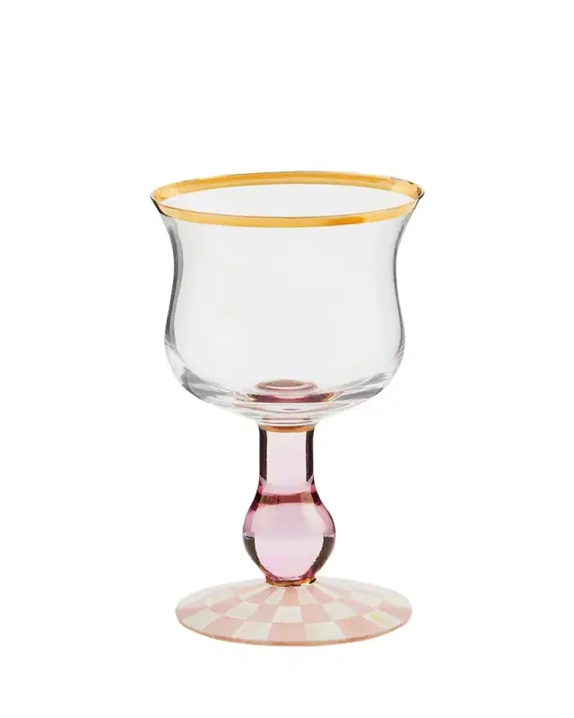 Rosy Check Wine Glass
